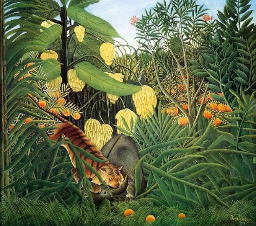 Amazon.co.jp: ルソー・「虎と水牛の戦い」 プリキャンバス複製画