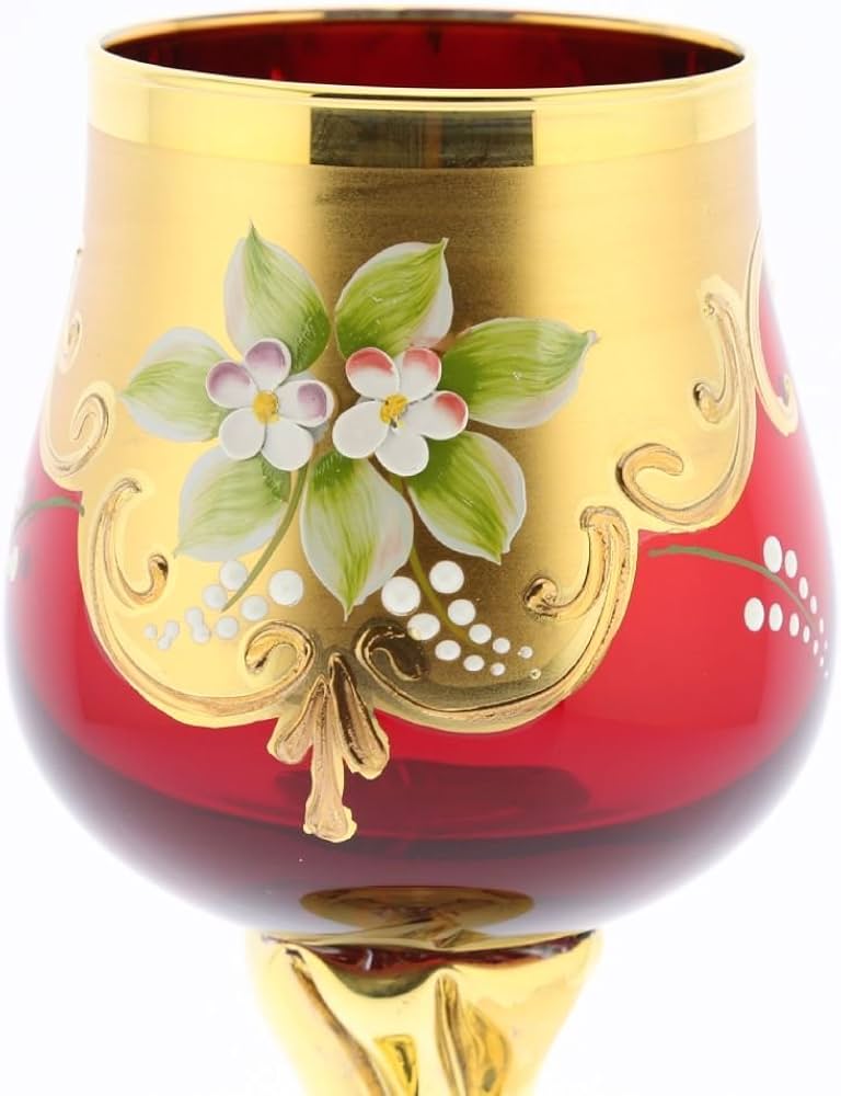 Amazon | GlassOfVenice 2個セット ムラーノガラス ワイングラス 24K