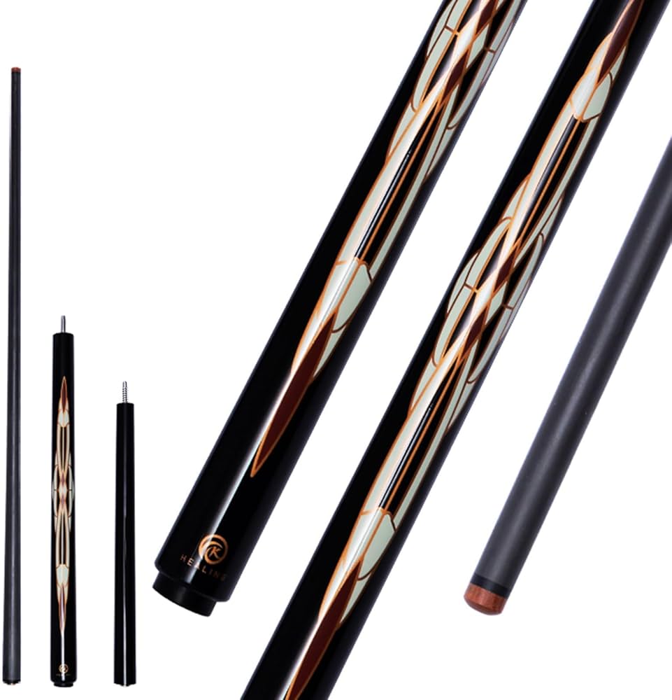 Amazon.co.jp: HEALING ビリヤード キュー カーボン 電木皮頭 黒電木先