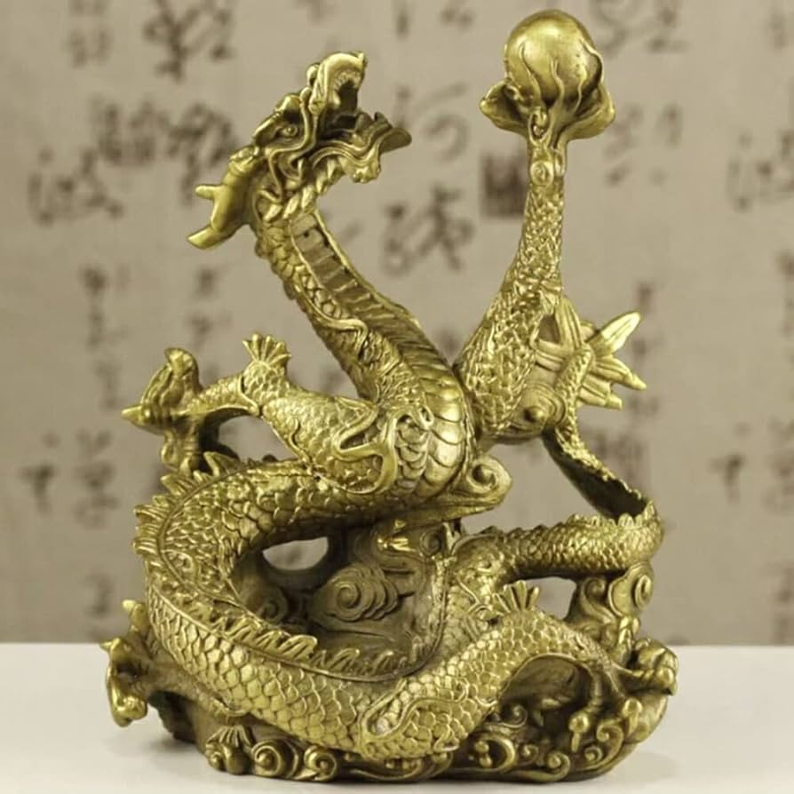 Amazon.co.jp: [AiO JAPAN] 風水 置物 龍 左手に玉を持つ龍 五本爪 龍