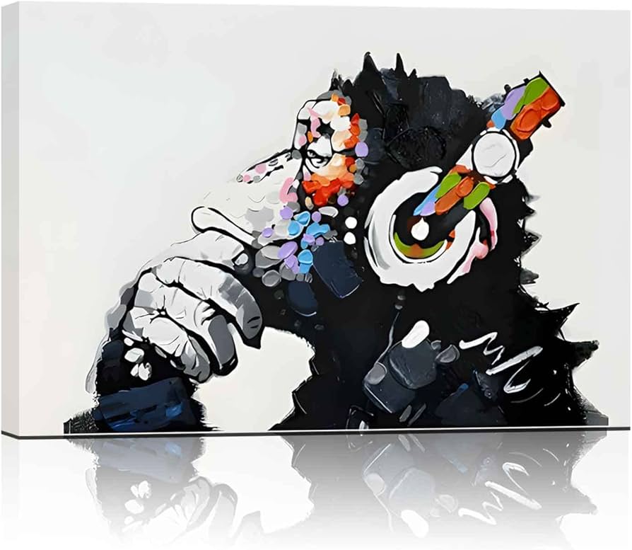 Amazon.co.jp: 『音楽を聴いている猿』 バンクシー Banksy ポスター