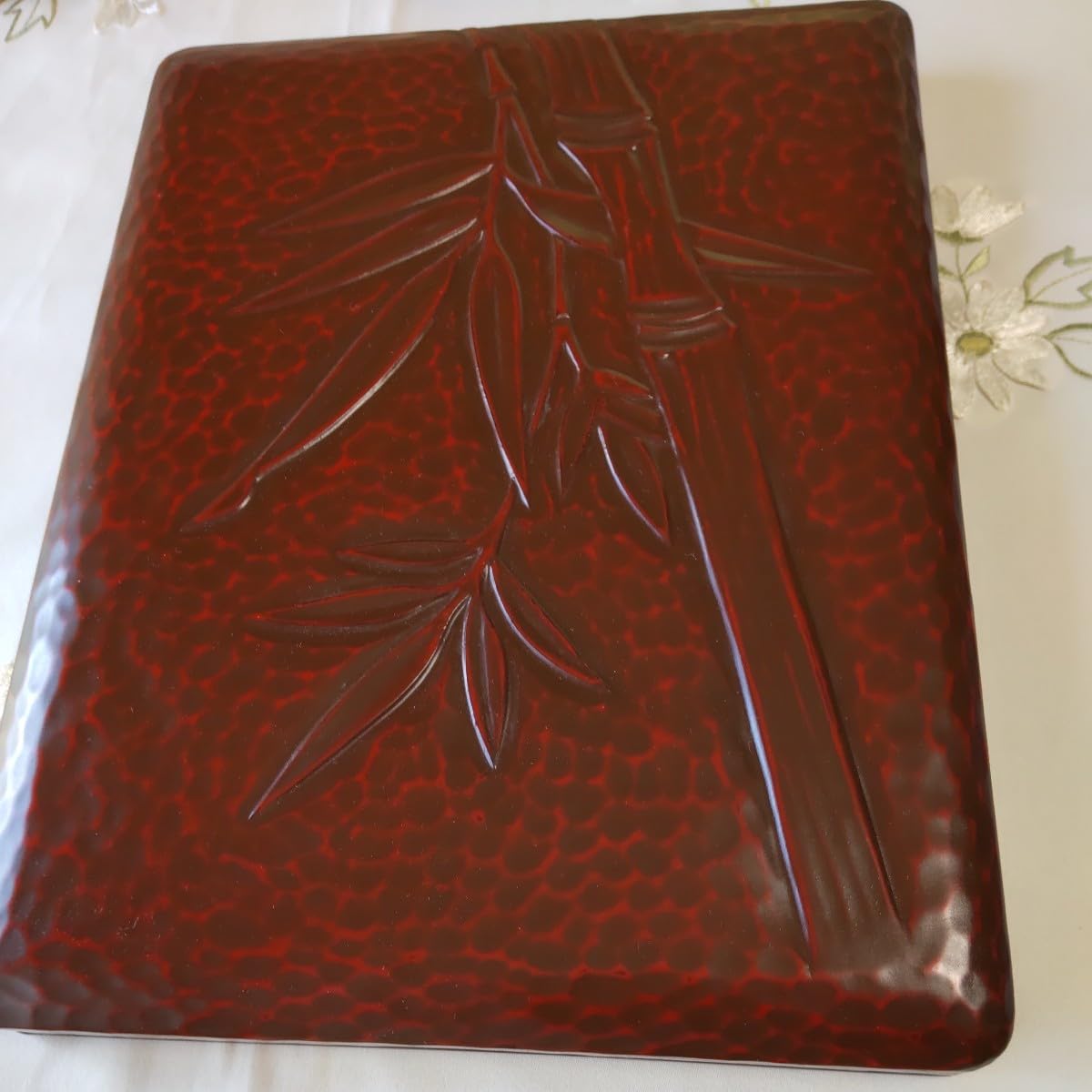 Amazon.co.jp: 鎌倉彫 文箱 硯箱 小物入れ 天然木 漆塗り 中敷き付き