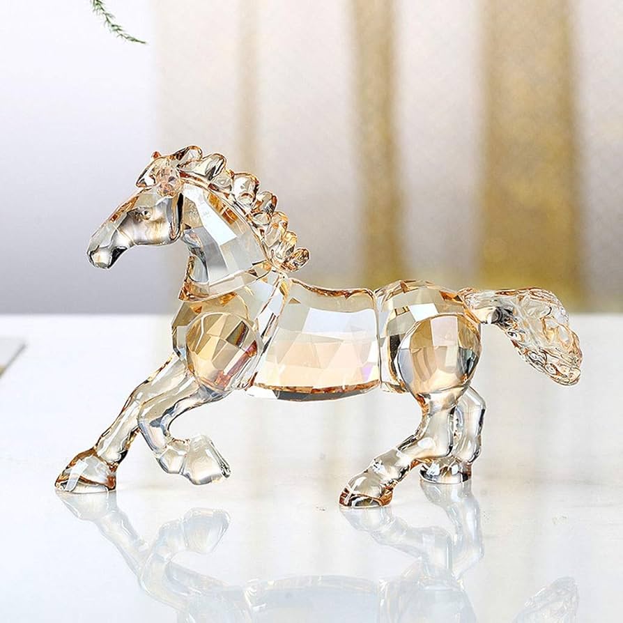 Amazon.co.jp: 1つのクリスタルガラスの成功馬の彫刻干支の馬の置物手