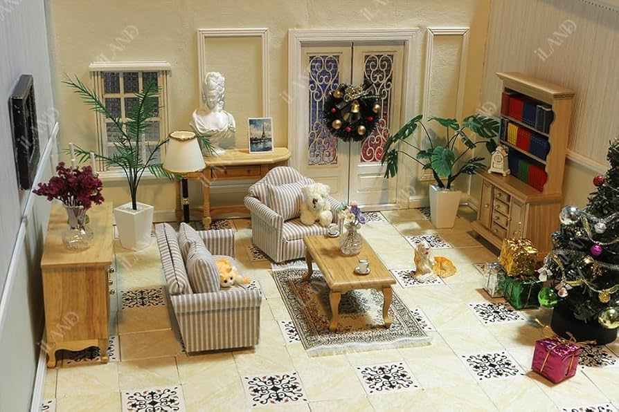 Amazon | iLAND ミニチュア木製ドールハウス家具セット:ソファ