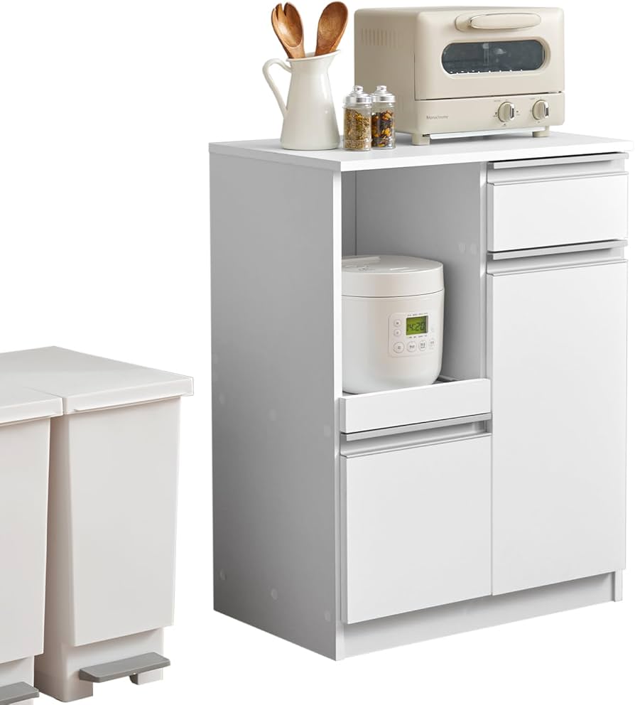 Amazon｜萩原 レンジボード 幅60 食器棚 キッチンラック レンジ台 作業