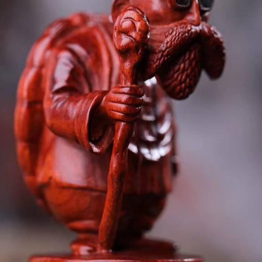 Amazon.co.jp: 木彫り 置物 木製 彫刻 【亀仙人】天然木材 フィギュア