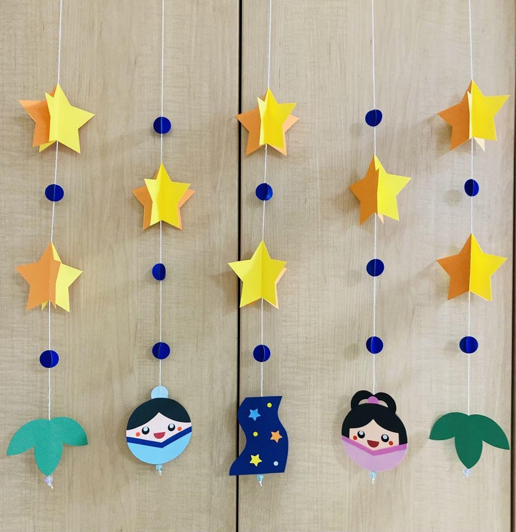 Amazon | 壁面 吊るし飾り ガーランド 七夕 飾り 織姫 彦星 7月