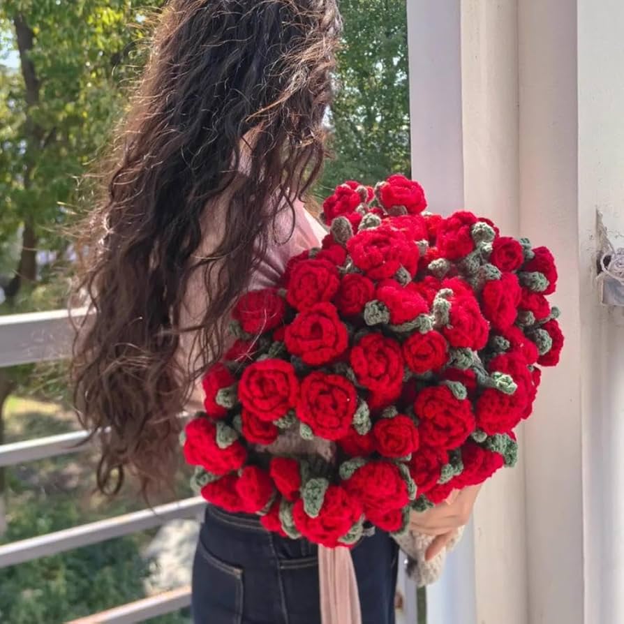 Amazon｜手作りのローズブーケブランケット - 柔らかくて軽量なかぎ針