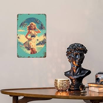 Amazon.co.jp: ヴィンテージピンナップガールブリキサイン、レトロ