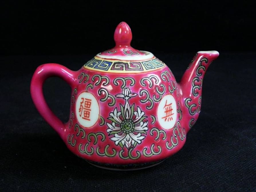 Amazon.co.jp: 中国景徳鎮◎茶器セット萬壽無疆赤釉粉彩花唐草