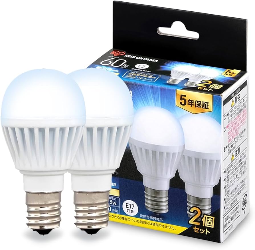 Amazon | 【E17】アイリスオーヤマ LED電球 昼白色 60W形相当 口金直径