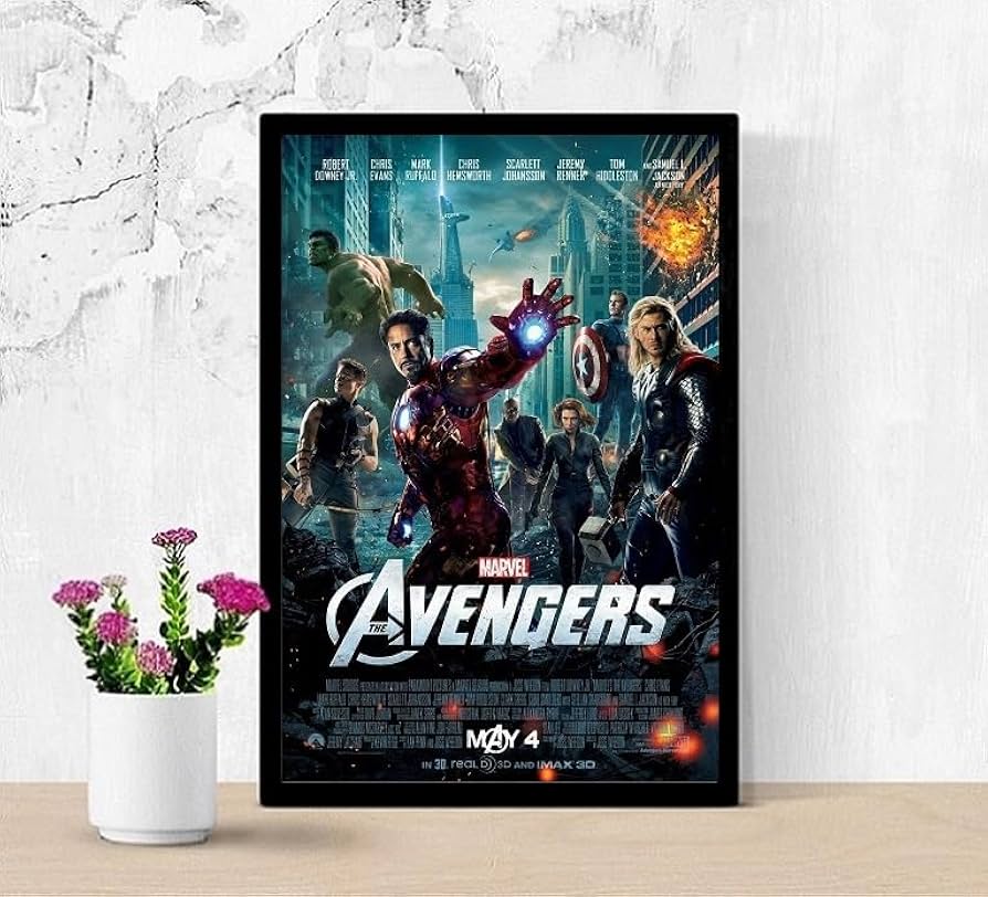 Amazon.co.jp: 【フレーム付-黒-】 映画ポスター アベンジャーズ