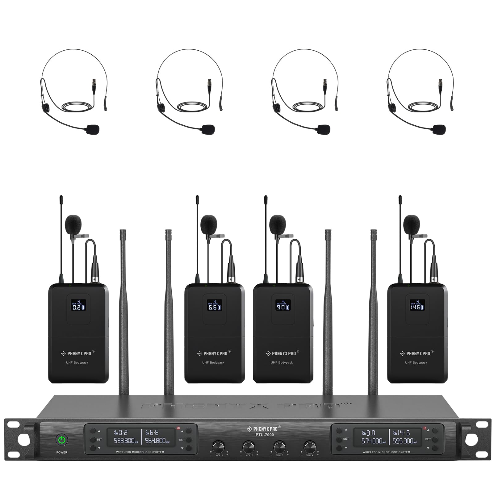 Amazon.com: Phenyx Pro 4-Channel Wireless Microphone System, UHF
