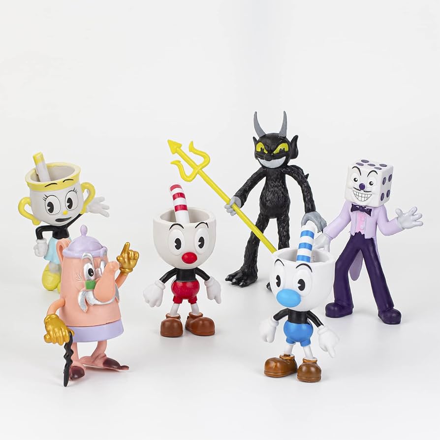 Amazon.co.jp: Cuphead Toys 6パック - 新しいカップヘッドアクション