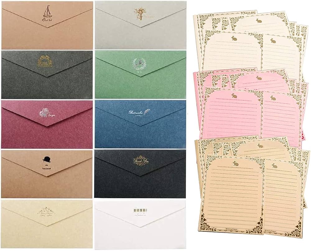 Amazon | 【10枚セット】 封筒 レターセット 便箋30枚 おしゃれ 高級