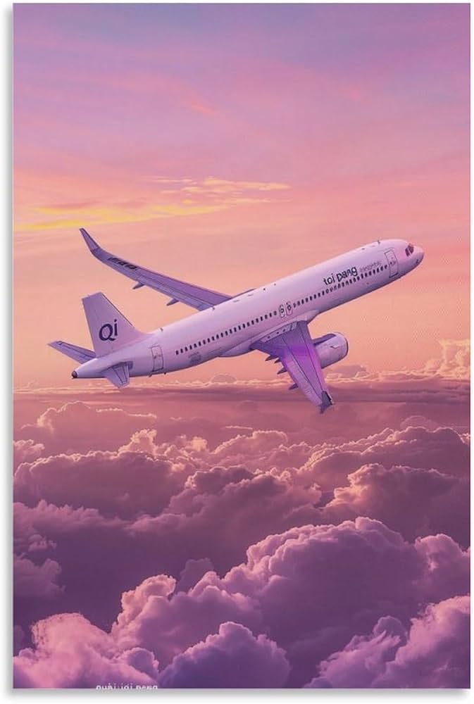 Amazon.co.jp: ピンク色の空と飛行機です 絵画 アート パネル 飛び回る