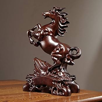 Amazon.co.jp: ZXCTD 黒檀の木彫刻馬の装飾無垢材干支馬ホームリビング