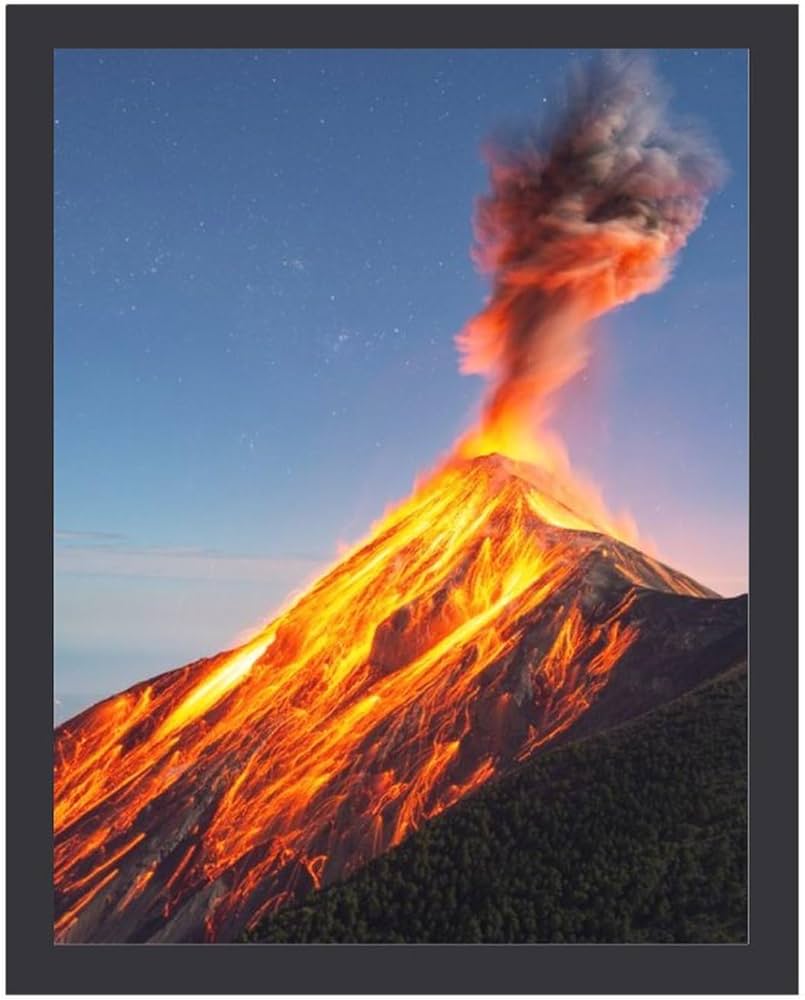 Amazon.co.jp: 巨大な火山の噴火 絵画 絵 魅惑的な色彩の風景