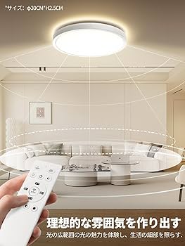 Amazon.co.jp : LEDシーリングライト 6畳 28W 2個入り 照明器具 常夜灯