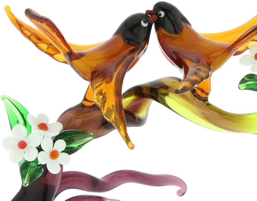 Amazon.co.jp: GlassOfVenice ムラーノガラス 桜の枝にとまる鳥