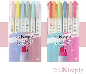Amazon.co.jp: サンスター文具 ペン&ラインマーカー 水性 ニニピー 6本