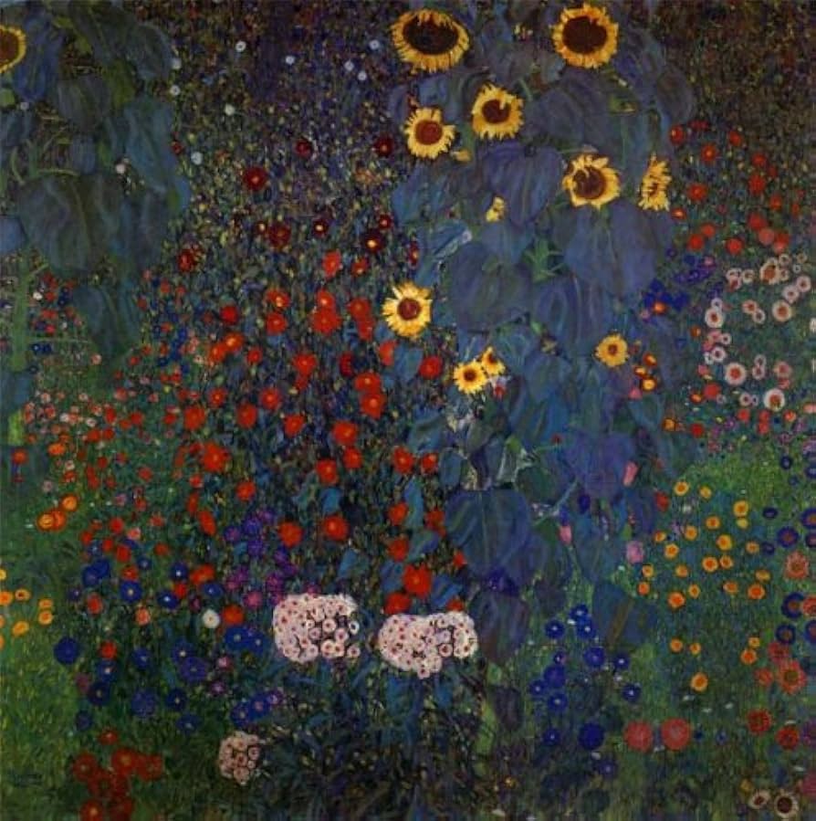 Amazon.co.jp: クリムト・「ひまわりの咲く農家の庭」 プリキャンバス