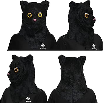 Amazon.co.jp: Fivean 可動口猫マスク フルヘッド 毛皮のような動物