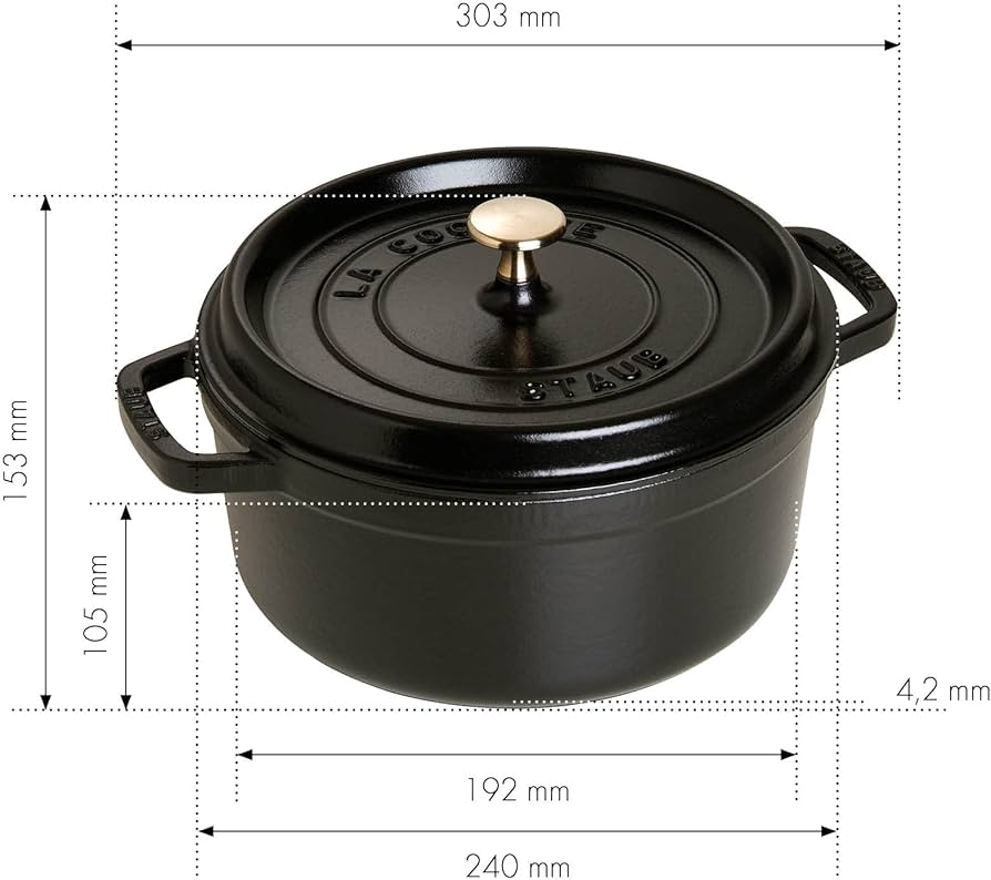 Amazon.com: STAUB Cast Iron Roaster/Cocotte, Round, 6.7 L, Black