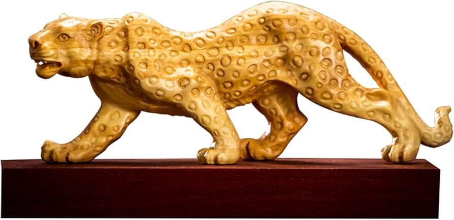 Amazon.co.jp: 木彫り像 ヒョウ 豹 アニマル 彫像 野生動物 彫刻品