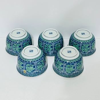 Amazon.co.jp: 美濃焼 庫山窯 青華緑彩 小丼揃 5客 : ホーム＆キッチン