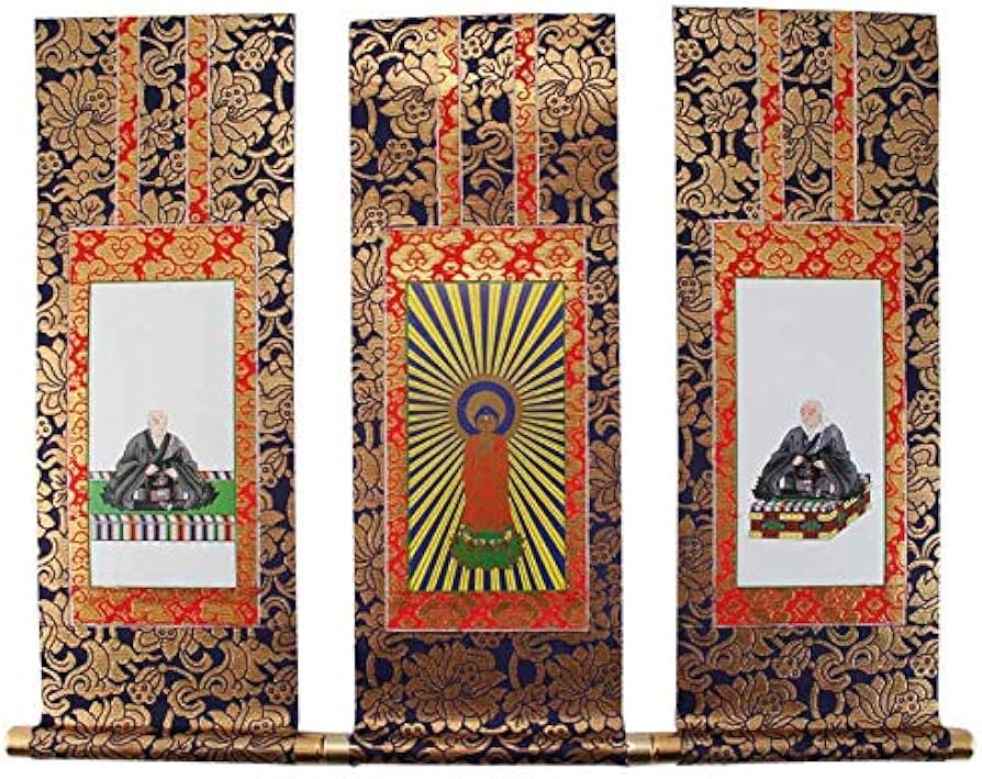 Amazon | 中金掛軸/掛け軸 「浄土真宗本願寺派(西本願寺)用ご本尊脇侍