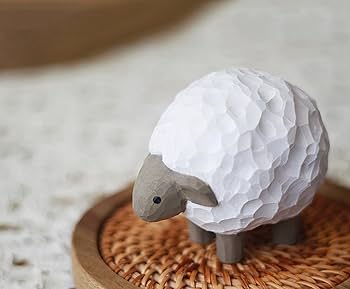 Amazon.co.jp: TALKLEK 手作り かわいい 木製 羊 置物 小動物 彫刻 家