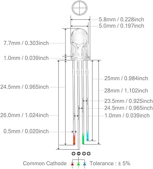 Amazon.co.jp: Youmile 100個 5mm LED発光ダイオード共通カソード4Pin