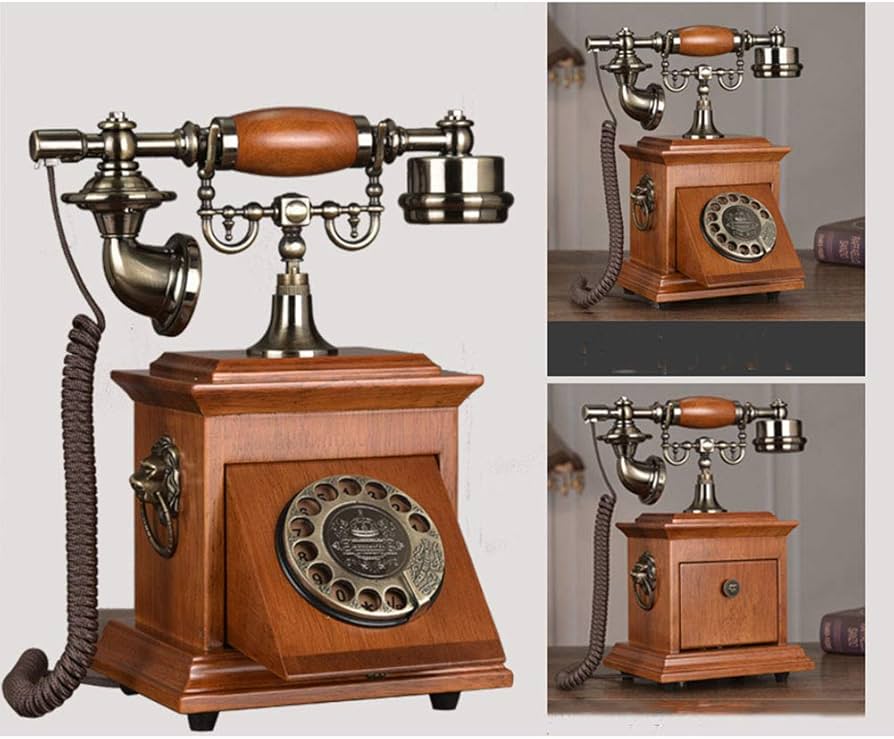 Amazon | アンティーク木製電話、アンティーク電話、有線ダイヤル電話