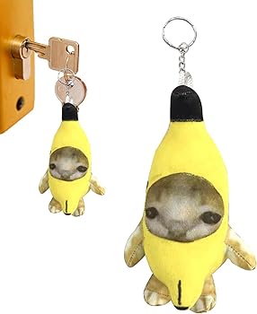 Amazon.co.jp: [Zankie] 音を出すバナナ猫の泣き猫キーホルダー