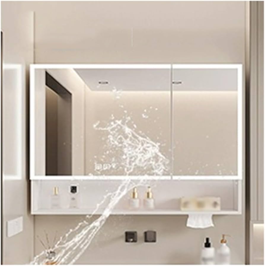 Amazon.co.jp: 壁掛けミラーキャビネット、LEDライトとミラー付き薬用