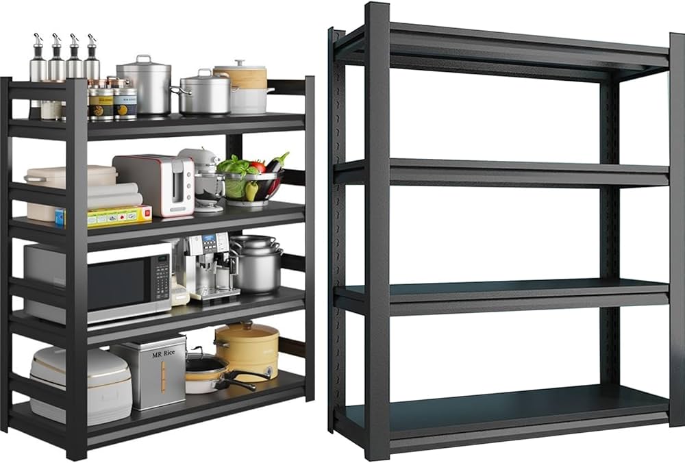 Amazon｜スチールラック本体 高耐荷重収納棚 メタルラック 棚 高さ調整