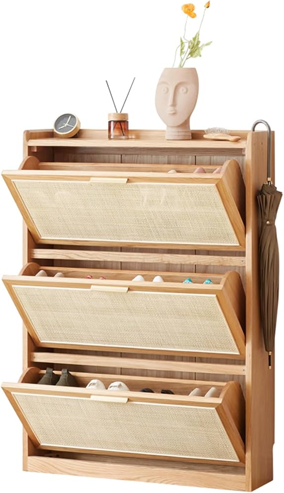 Amazon｜YESWOOD 下駄箱 完成品 幅68cm 幅83cmラタン 藤 シューズ