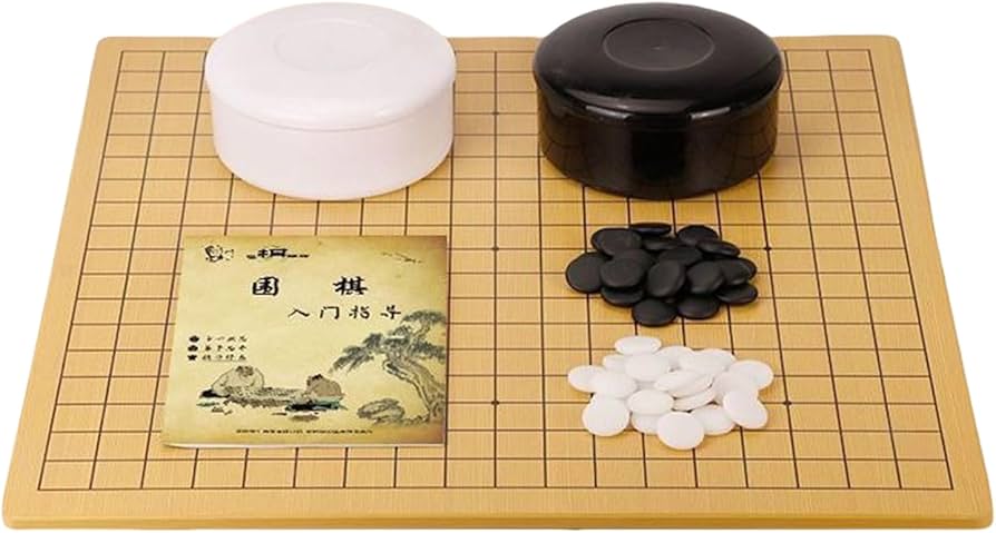 木製囲碁盤セット 白黒石付き 木製囲碁盤と白黒石セット 囲碁石セット