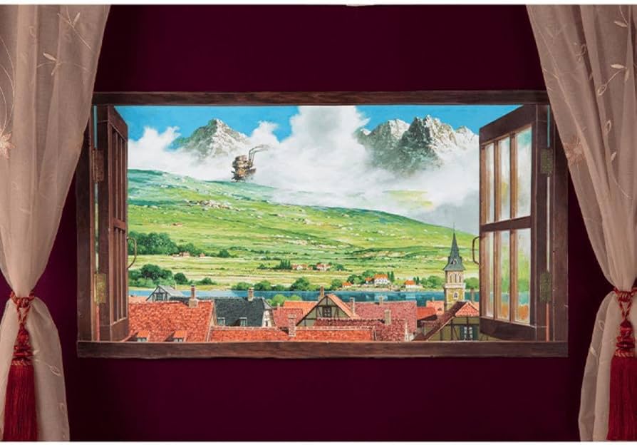 Amazon.co.jp: 美術館オリジナル 壁窓 「ハウルが来る町」 宮崎駿