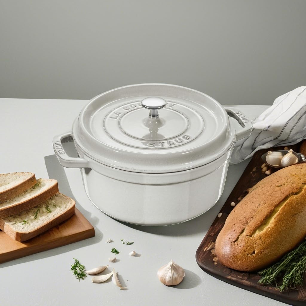 Amazon.com: Staub Cast Iron 2.75-qt Round Cocotte - White Truffle