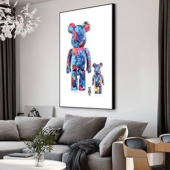 Amazon.co.jp: be@rbrickアートパネル ベアブリック壁掛け絵画 油絵