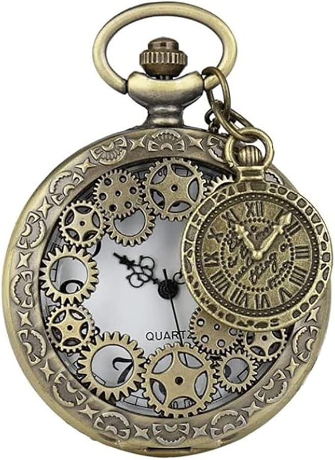 Amazon.co.jp: 懐中時計 歯車 スチームパンク アンティーク ゴールド