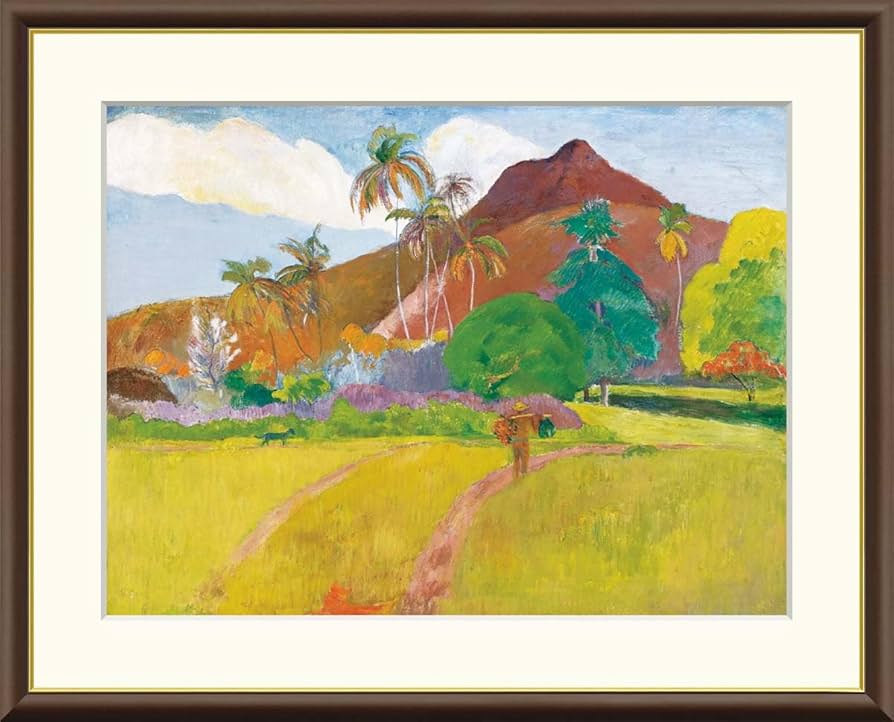 Amazon｜タヒチの山 ポール・ゴーギャン 42× 52㎝ F6 J1-146 額入り
