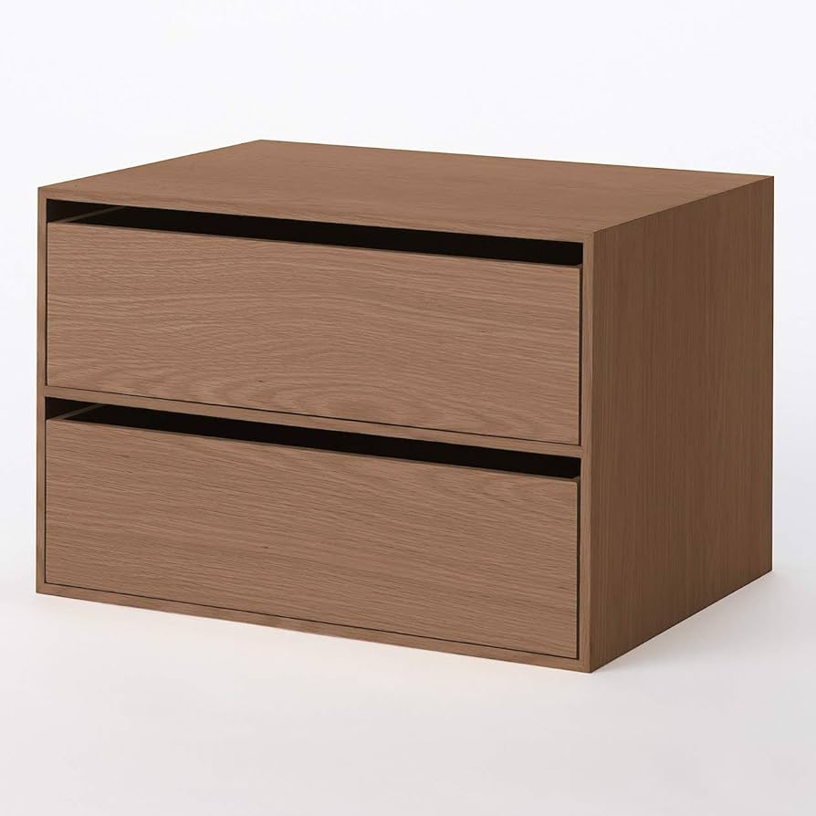 Amazon｜無印良品 木製収納ケース・引出式・2段・ワイド