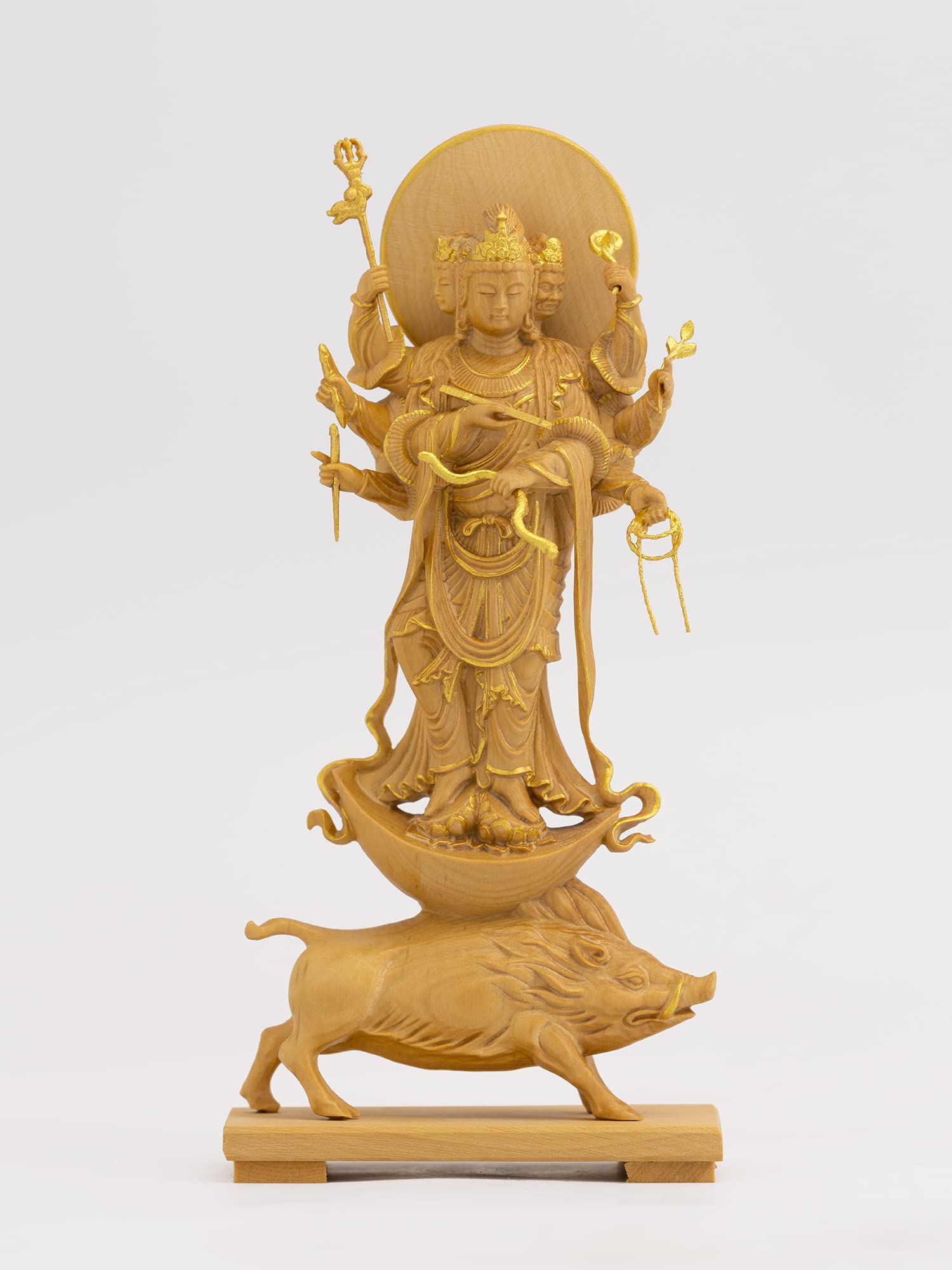 Amazon｜極小仏 摩利支天 立像 13.5cm（木製：ツゲ 金泥仕上）＿仏像