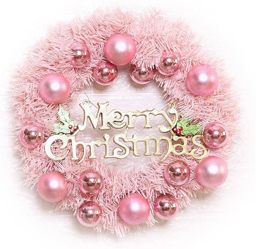 Amazon.co.jp: ピンククリスマスリース ドア用人工クリスマスリース