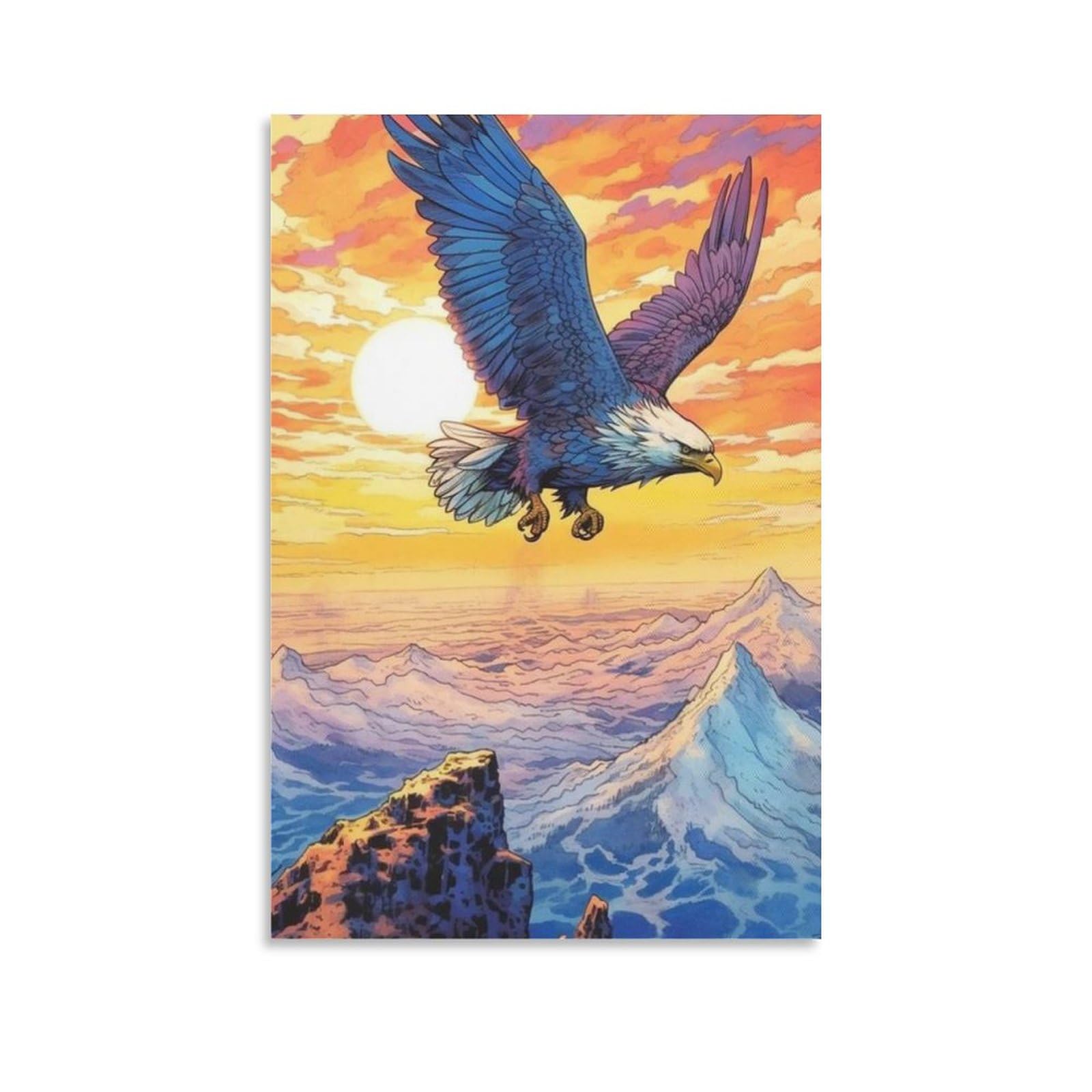 Amazon.co.jp: 絵画 夕暮れ時に飛ぶワシインテリア 絵画 舞い上がる鷲