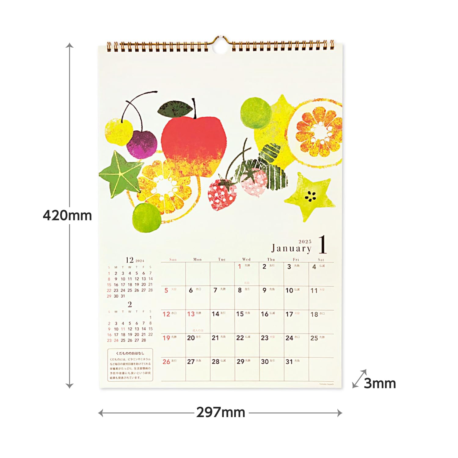 Amazon | クローズピン Tomoko Hayashi 2025年 カレンダー 壁掛け A3