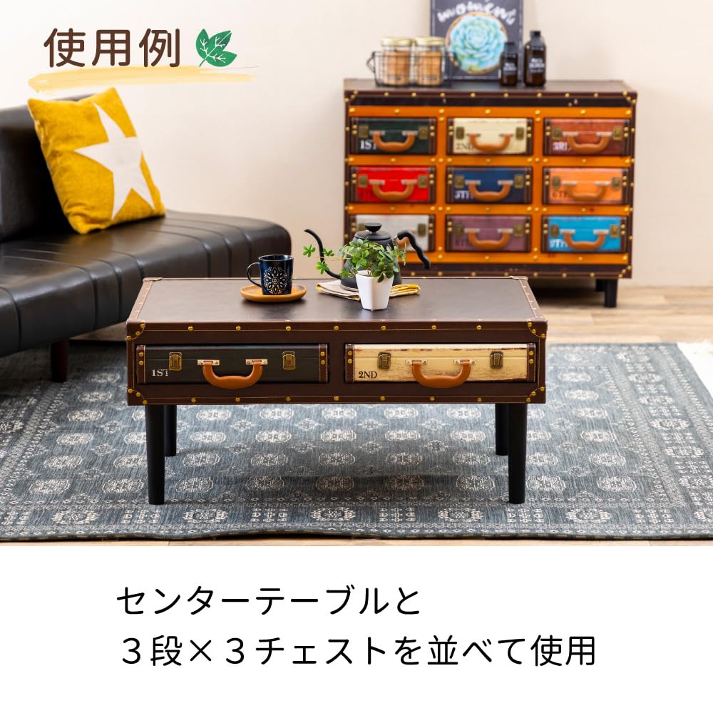 Amazon｜トランクチェスト 3段×3チェスト ナンバー柄 タンス